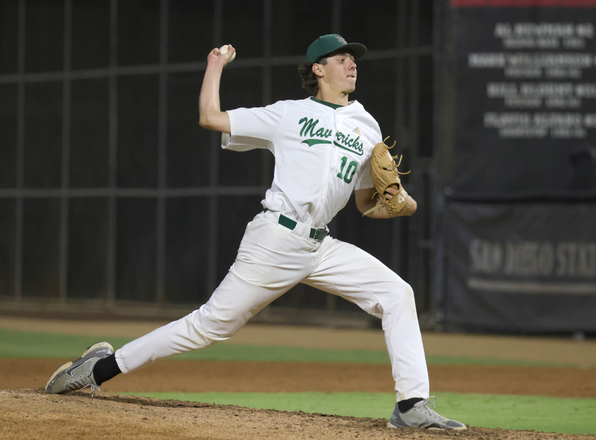 La Costa Canyon's Stunner Gonzales delivers a pitch against Eastlake in the 2023 San Diego Section Open Division championship game